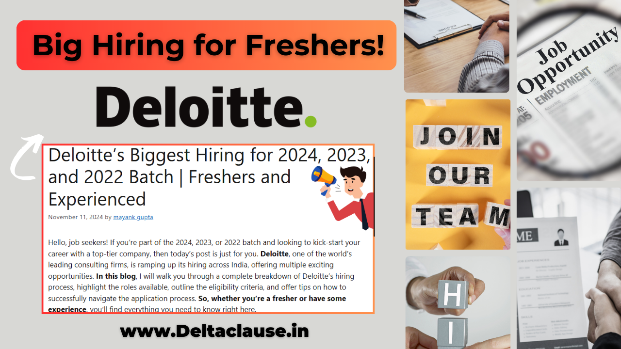 Deloitte hiring opportunities for 2024, 2023, and 2022 batch freshers and experienced candidates.