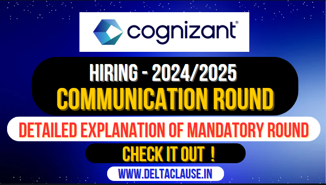 A confident job applicant wearing a headset, speaking fluently with a recruiter on a virtual interview screen, with bold text highlighting 'Crack Cognizant's Communication Round'.